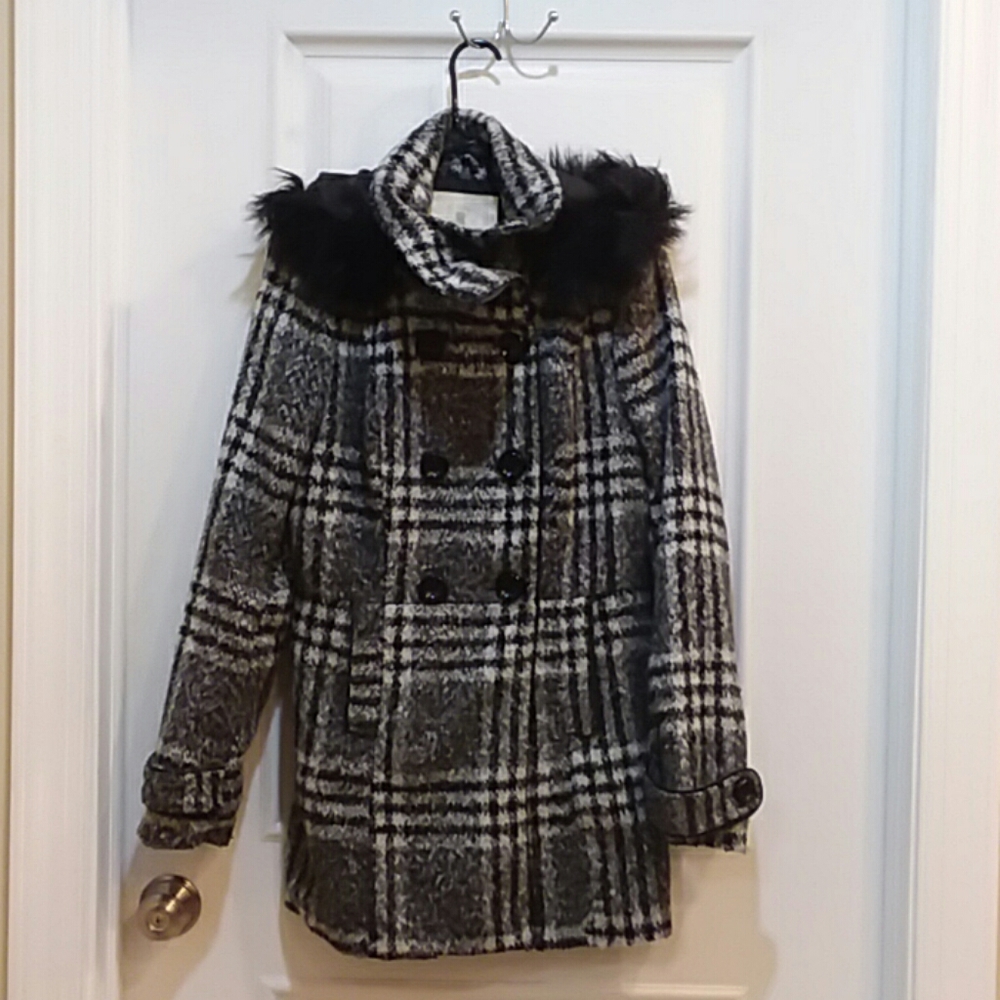 Co Sino Ladies Coat, Black and White - Medium